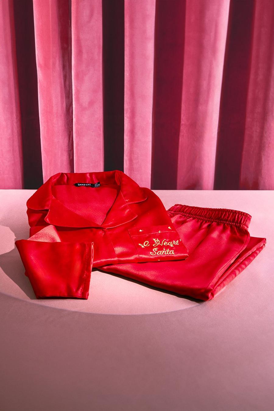 Red I Heart Santa Pajama Pants Set image number 1