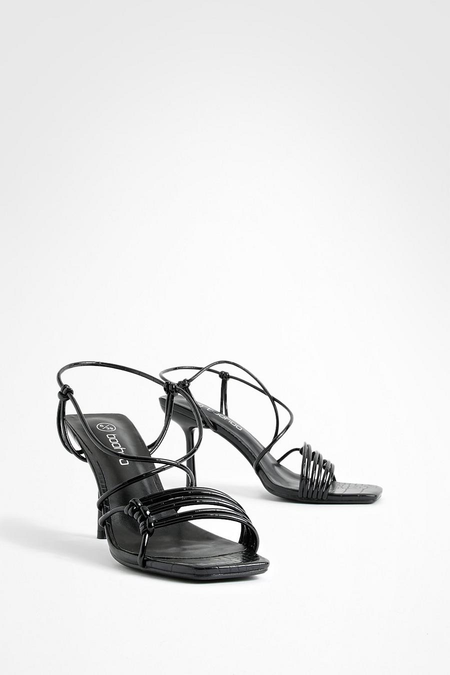 Black Knot Detail Strappy High Heels image number 1