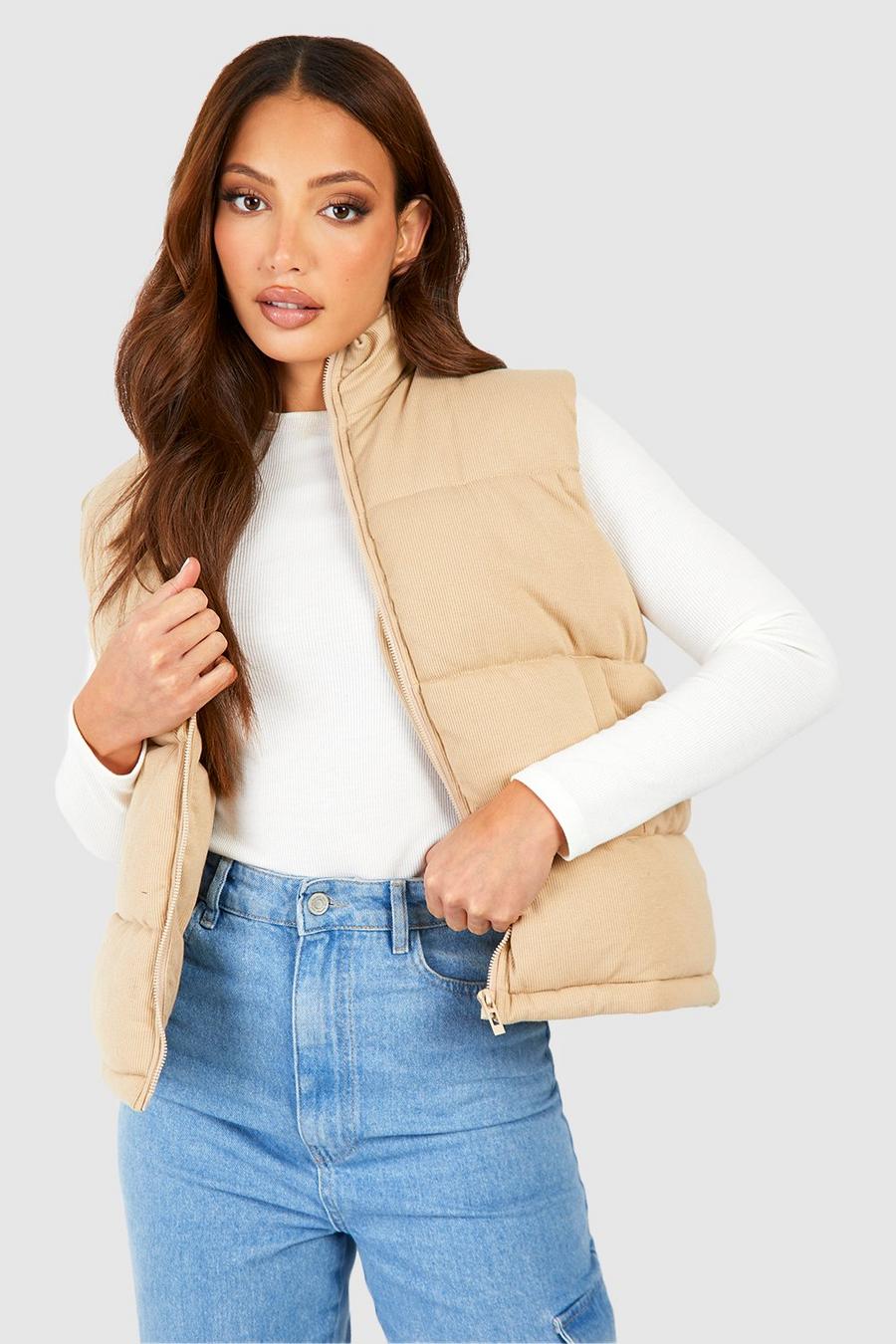 Stone Tall Cord Oversized Gilet