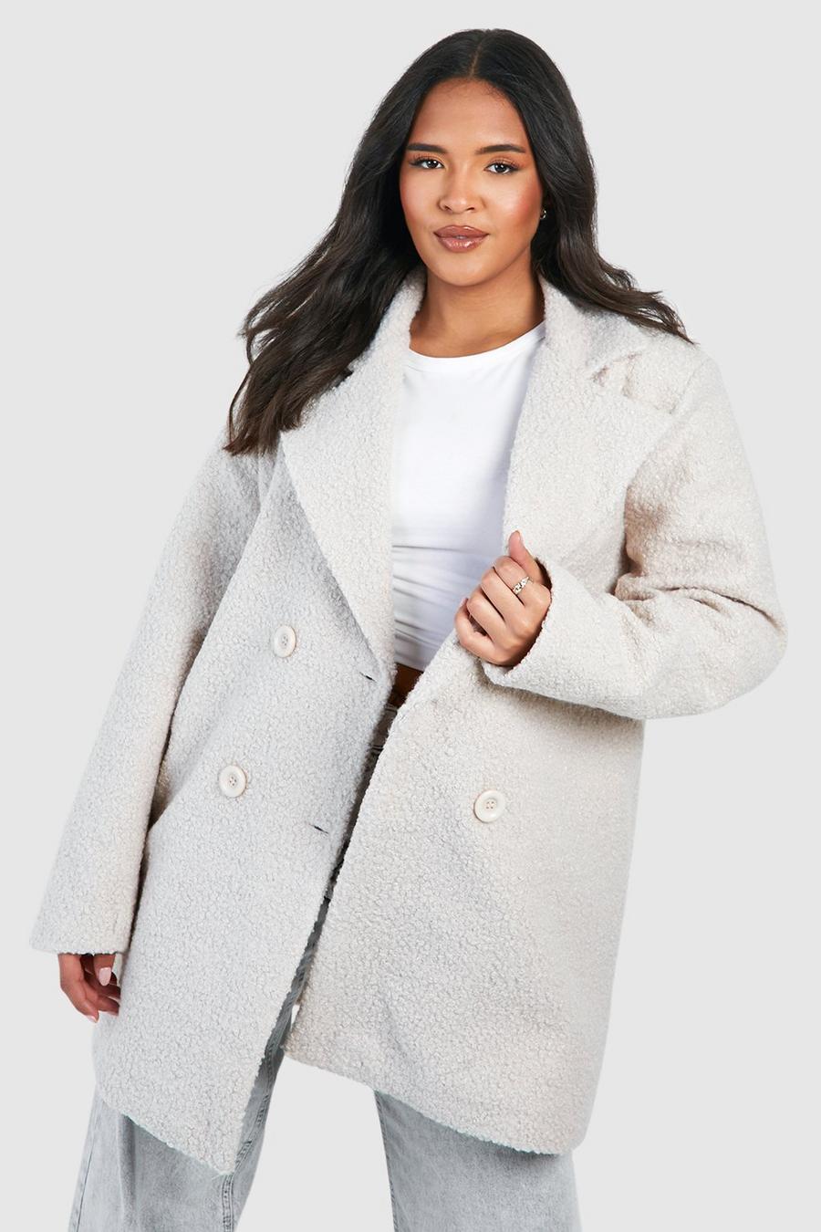 Beige Plus Teddy Overcoat