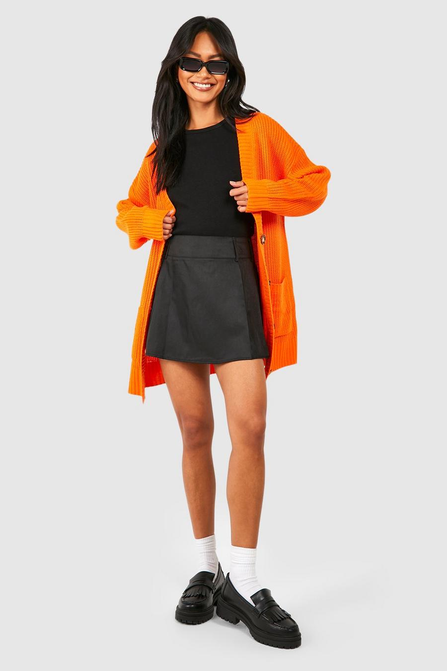 Orange Boyfriend cardigan med ledig passform