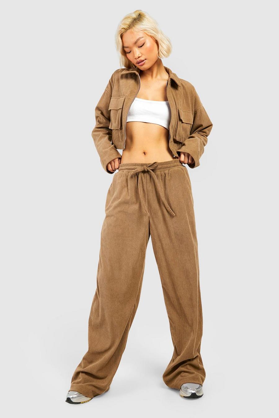Camel Cord Straight Leg Joggers image number 1