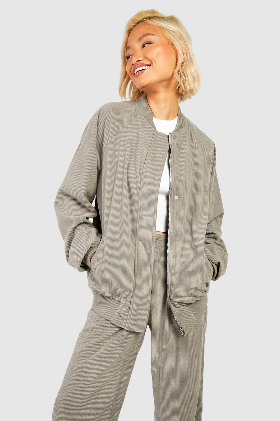 Giacca Bomber oversize in velluto a coste, Grey