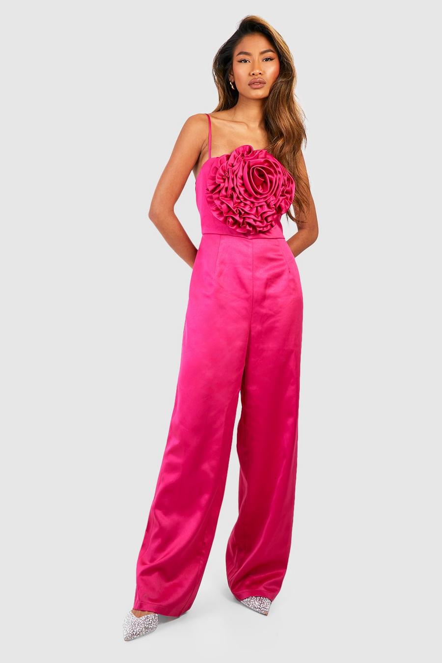 Pink Blommig jumpsuit med smala axelband