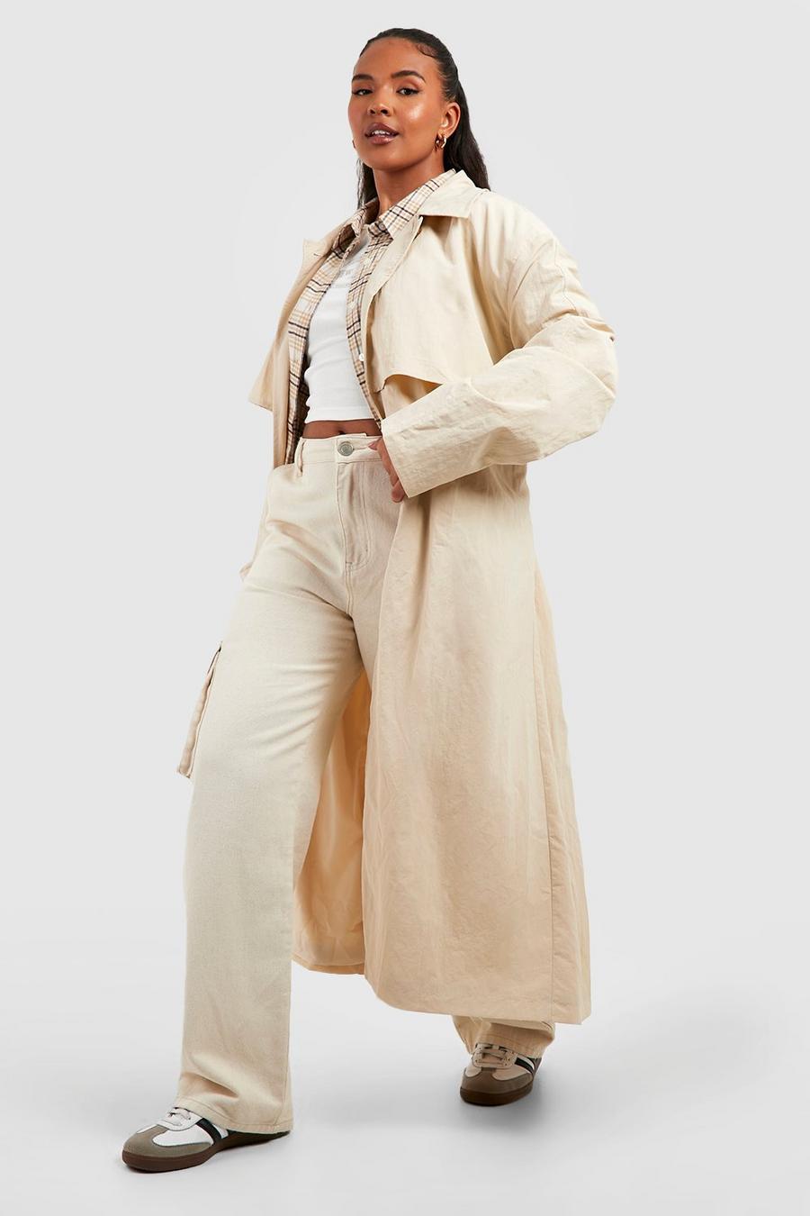 Grande taille - Trench en nylon, Stone image number 1