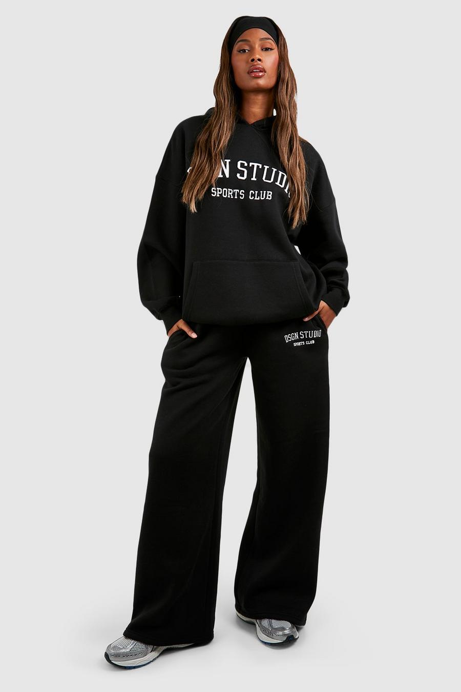 Pantalón deportivo recto con aplique Dsgn Studio, Black