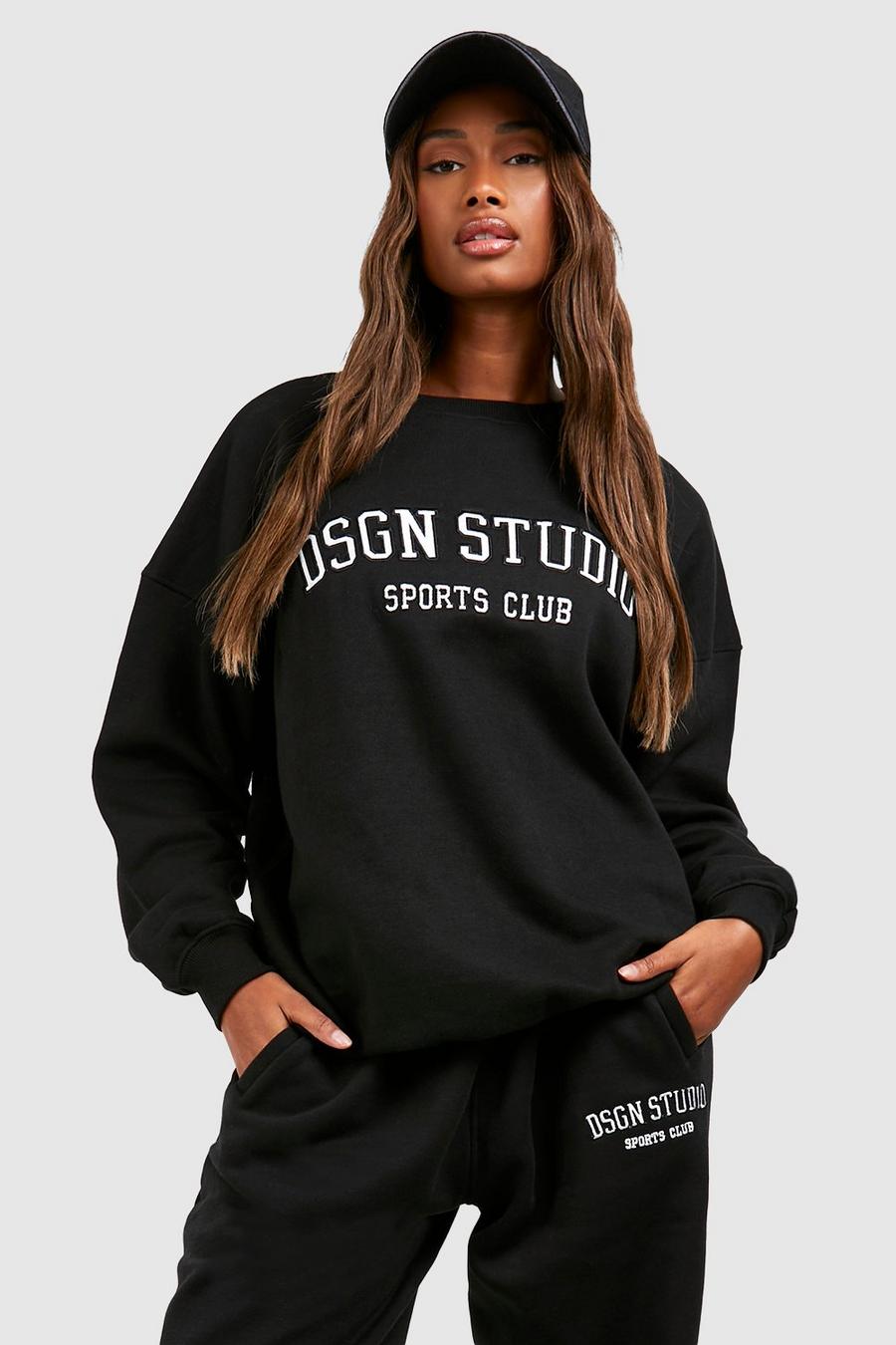 Oversize Sweatshirt mit Dsgn Studio Applikation, Black