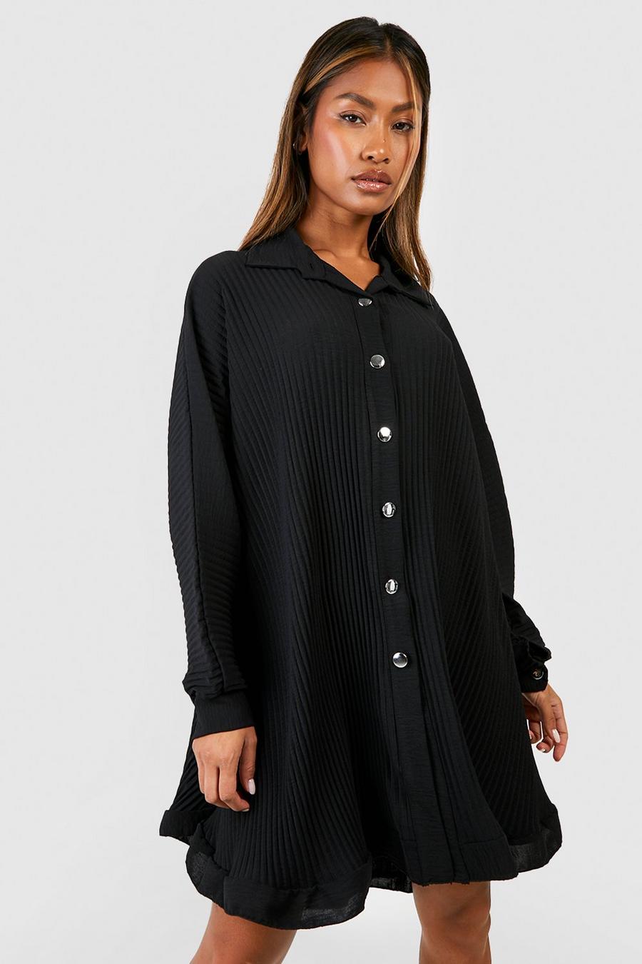 Hemd-Kleid mit Falten, Black image number 1