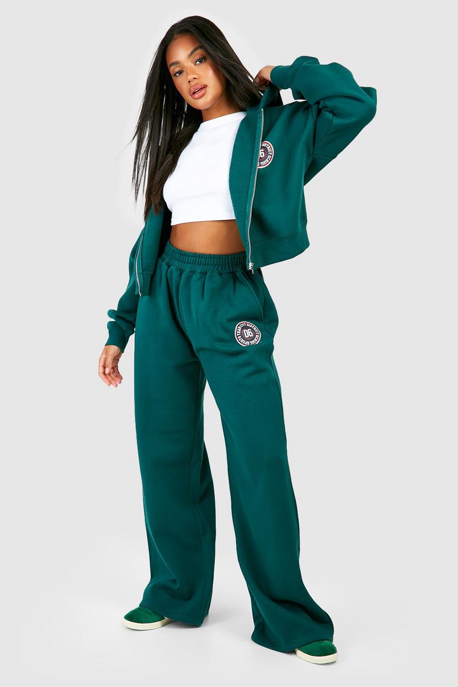 Forest Portland Print Zip Up Hoodie And Wide Leg Jogger Tracksuit