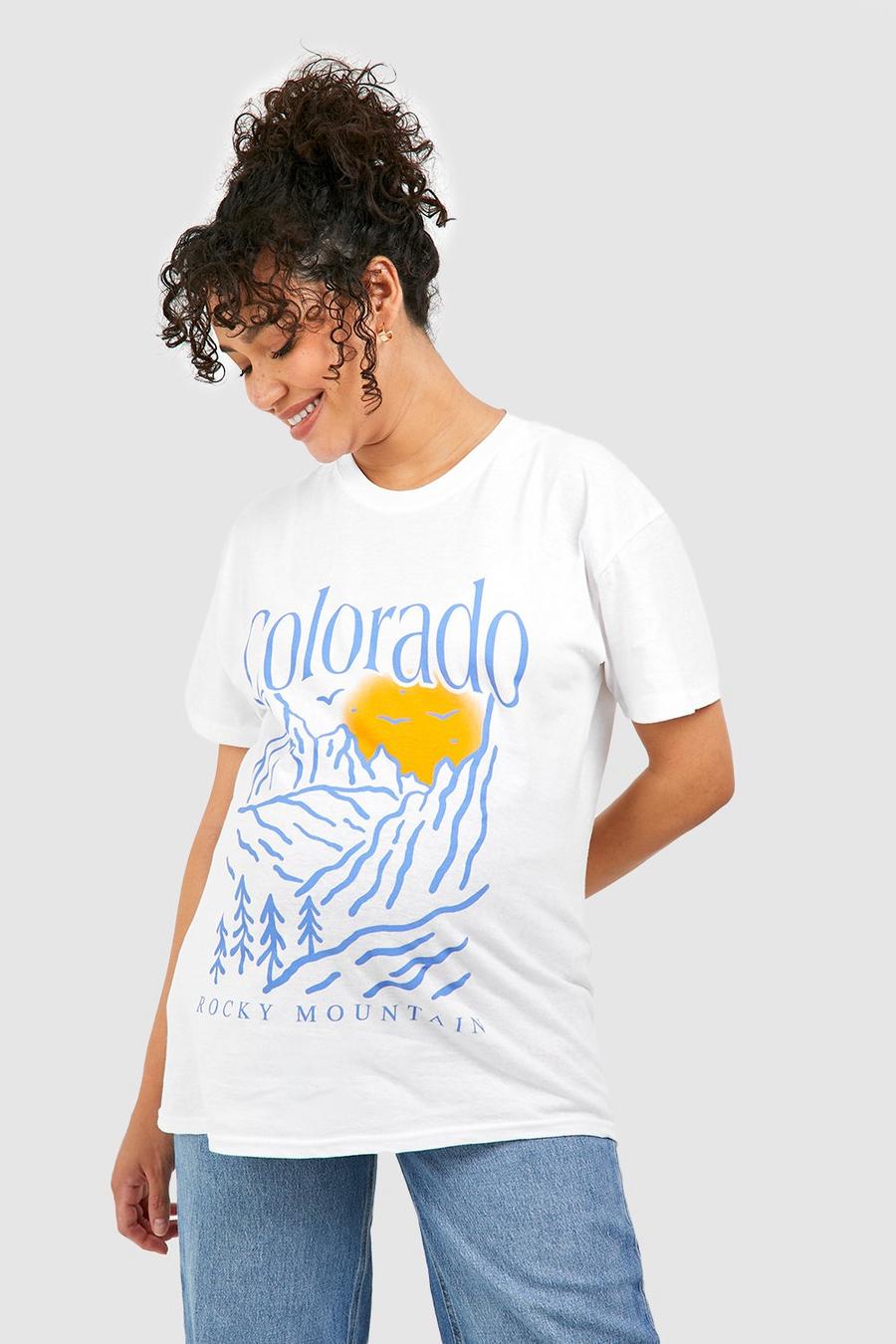 White Maternity Colorado Print T-shirt