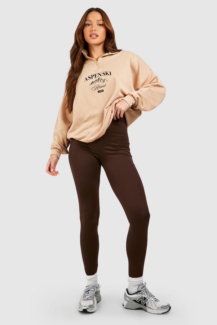 Chocolate Tall Super Soft Jersey Knit High Waisted Leggings