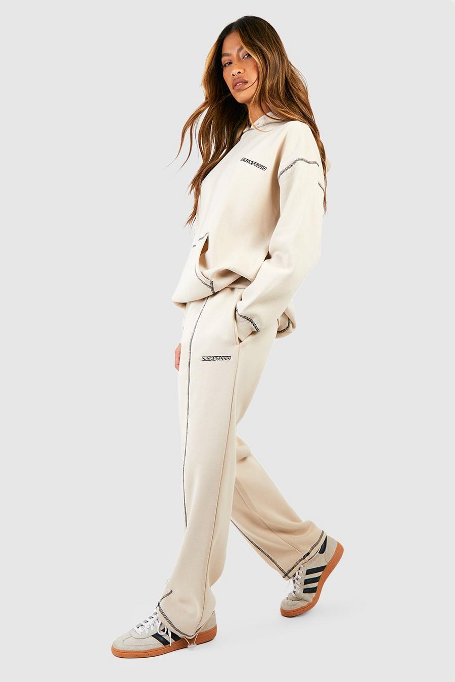 Stone Contrast Stitch Embroidered Oversized Track Pants