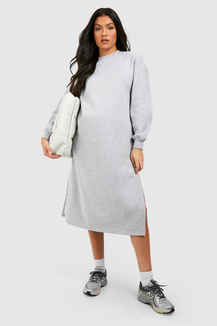 Grey marl Maternity Super Oversized Midi Sweat Dress