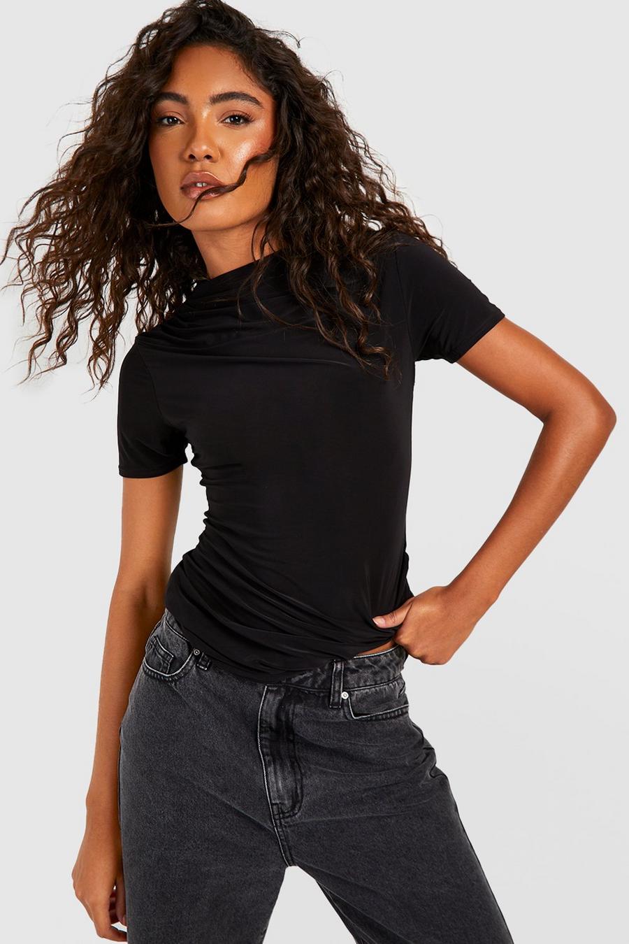 Black Tall Soft Touch Ruched T-shirt