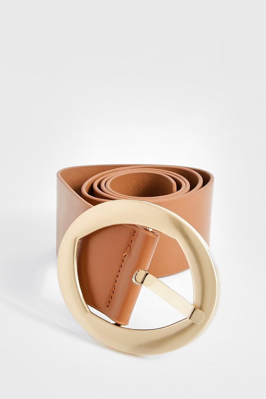 Cintura Plus Size spessa con fibbia ovale, Brown