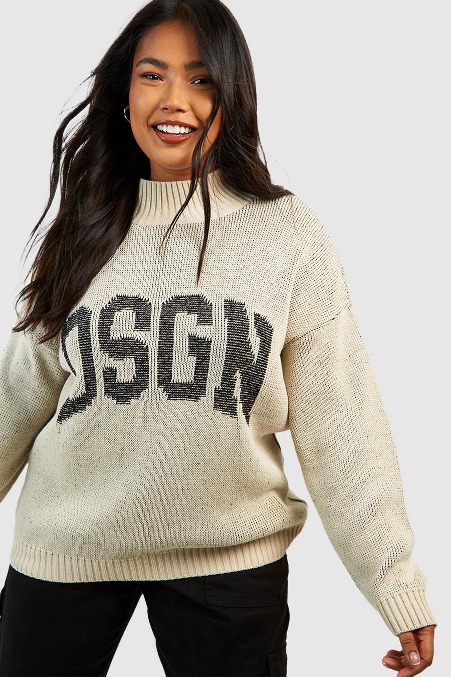 Stone Plus Dsgn High Neck Knitted Sweater