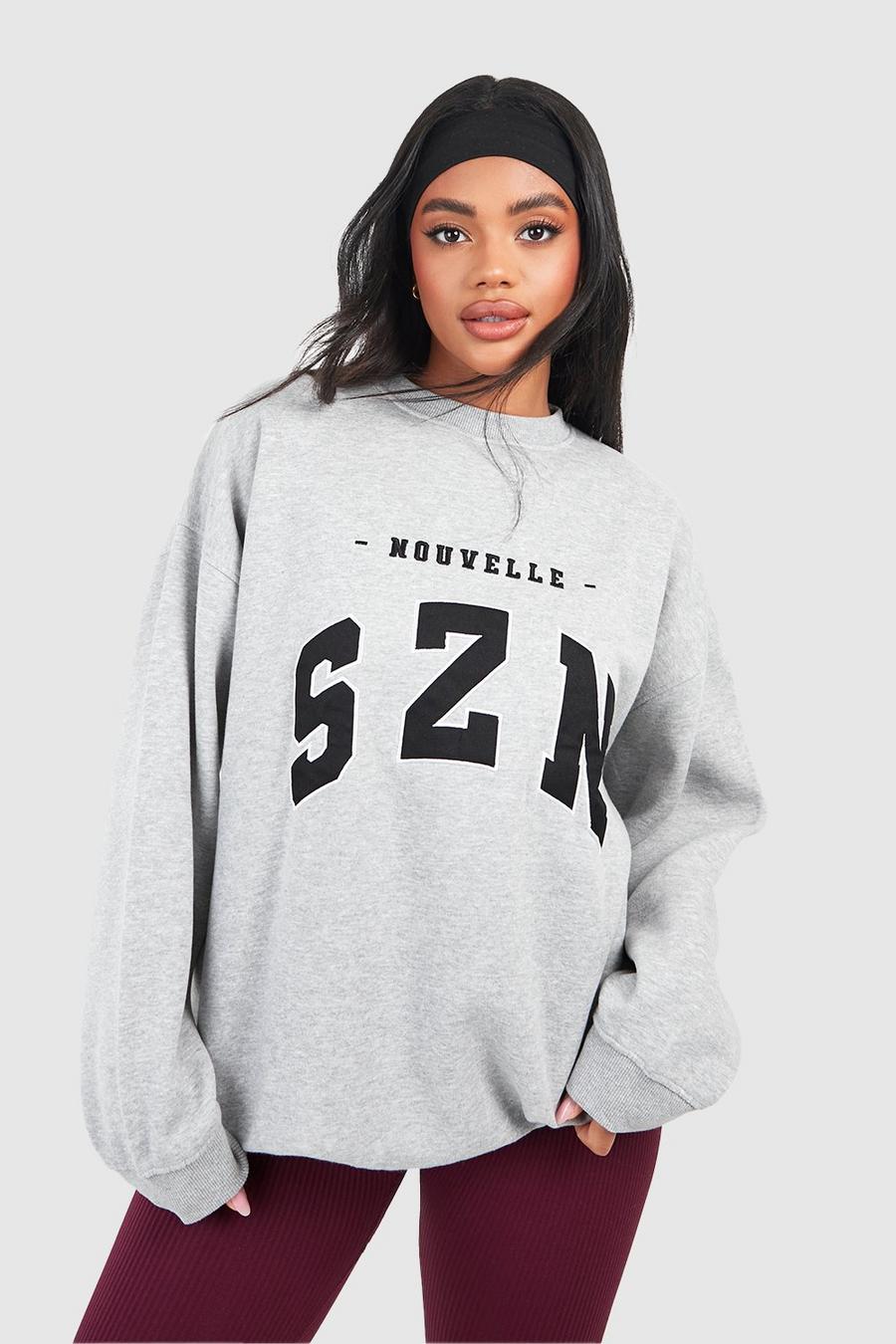 Sudadera oversize con aplique Szn, Ash grey