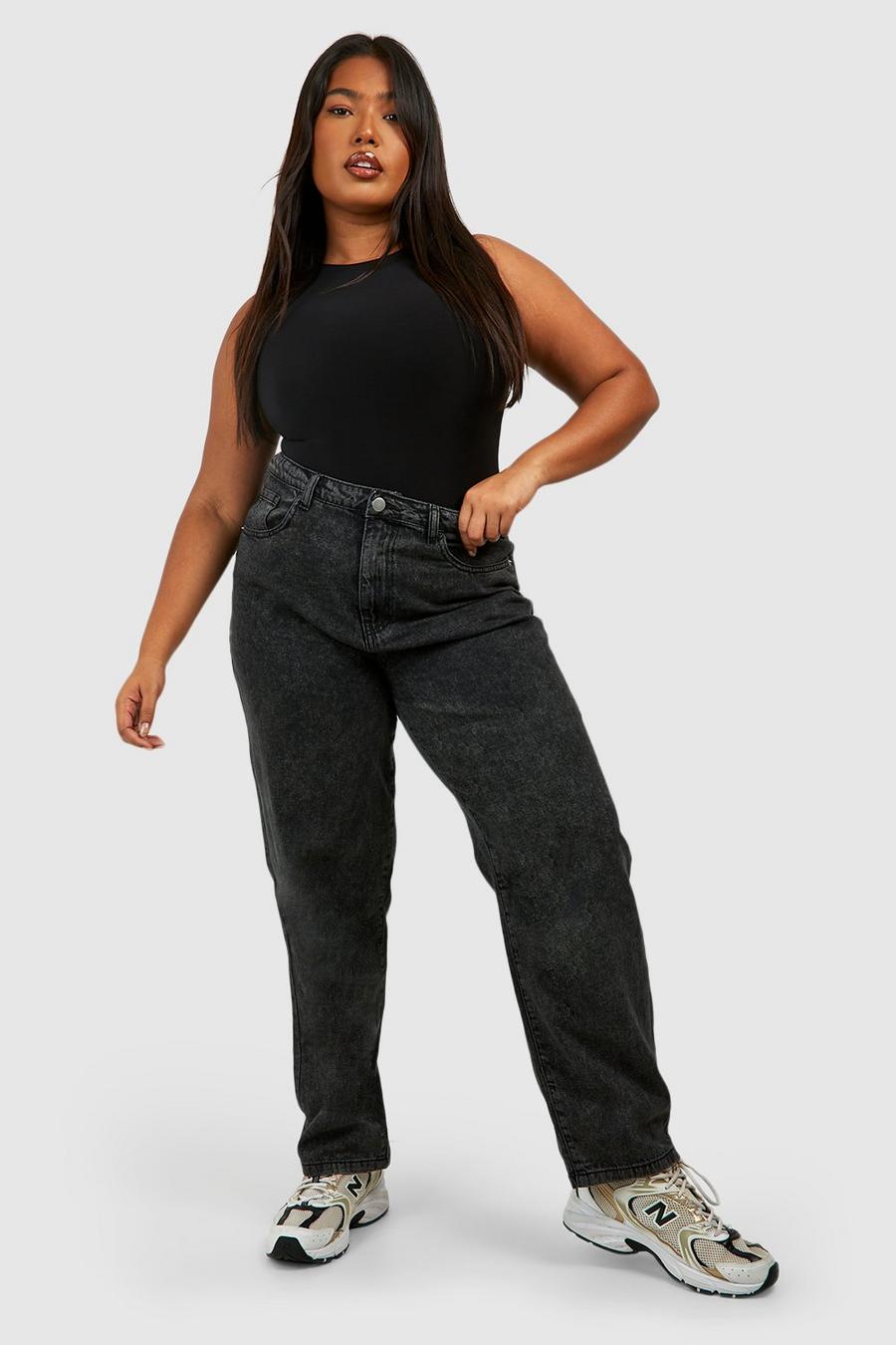 Jeans Mom Plus Size, Washed black