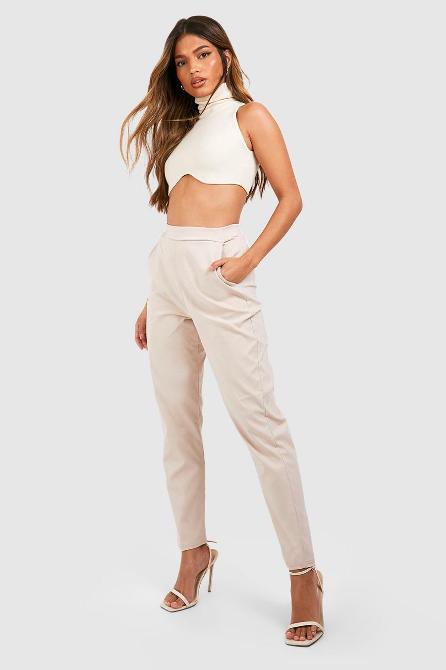 Stone Stretch High Waisted Tapered Pants