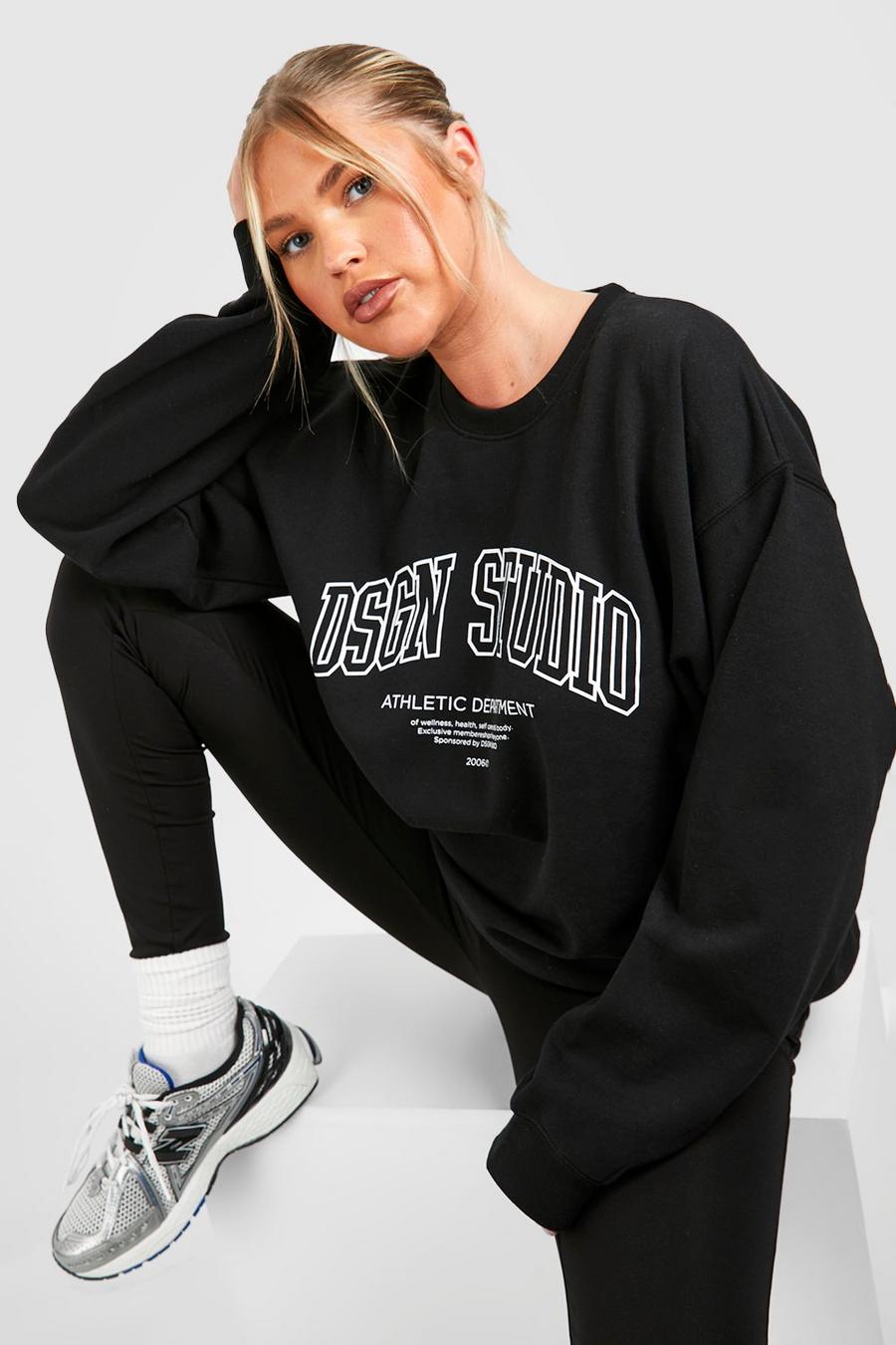 Black Plus Oversized Dsgn Studio Crew Neck Sweatshirt