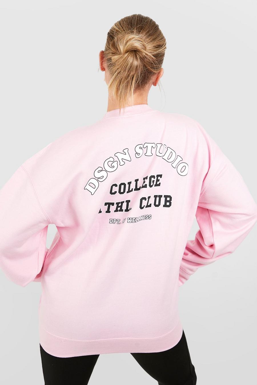 Felpa Plus Size oversize Dsgn Collegiate, Baby pink