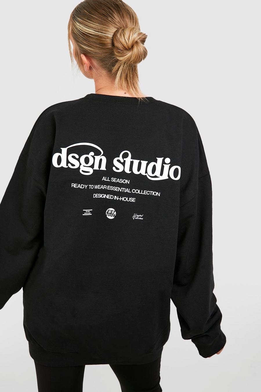 Black Plus Oversized Dsgn Back Print Sweatshirt