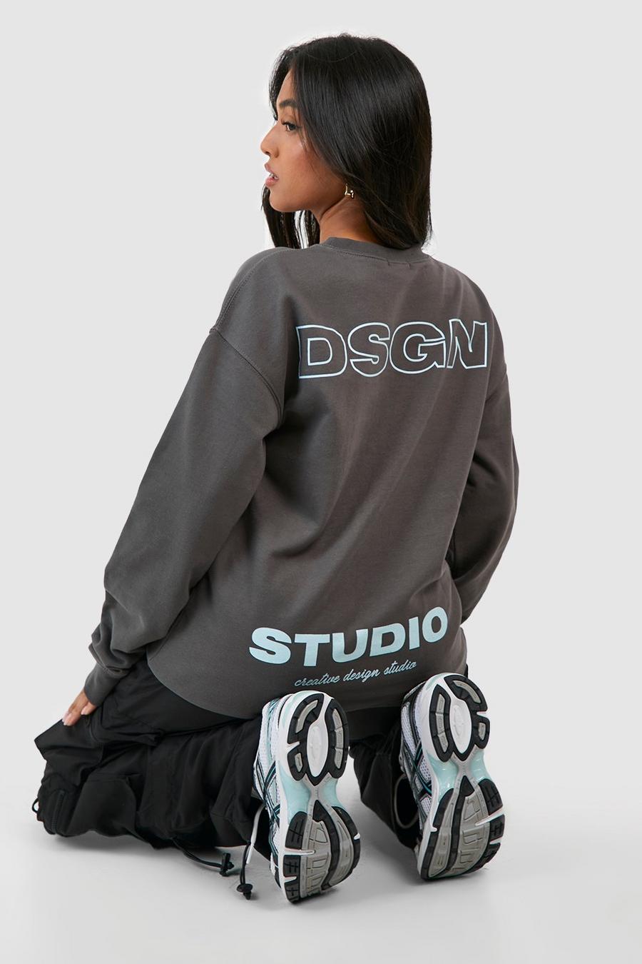 Charcoal Petite Dsgn Studio Back Print  Sweatshirt 