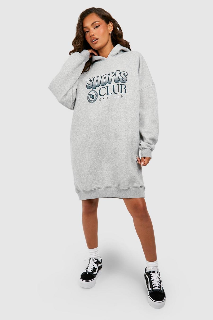 Sports Club Sweatshirt-Kleid mit Kapuze, Grey marl