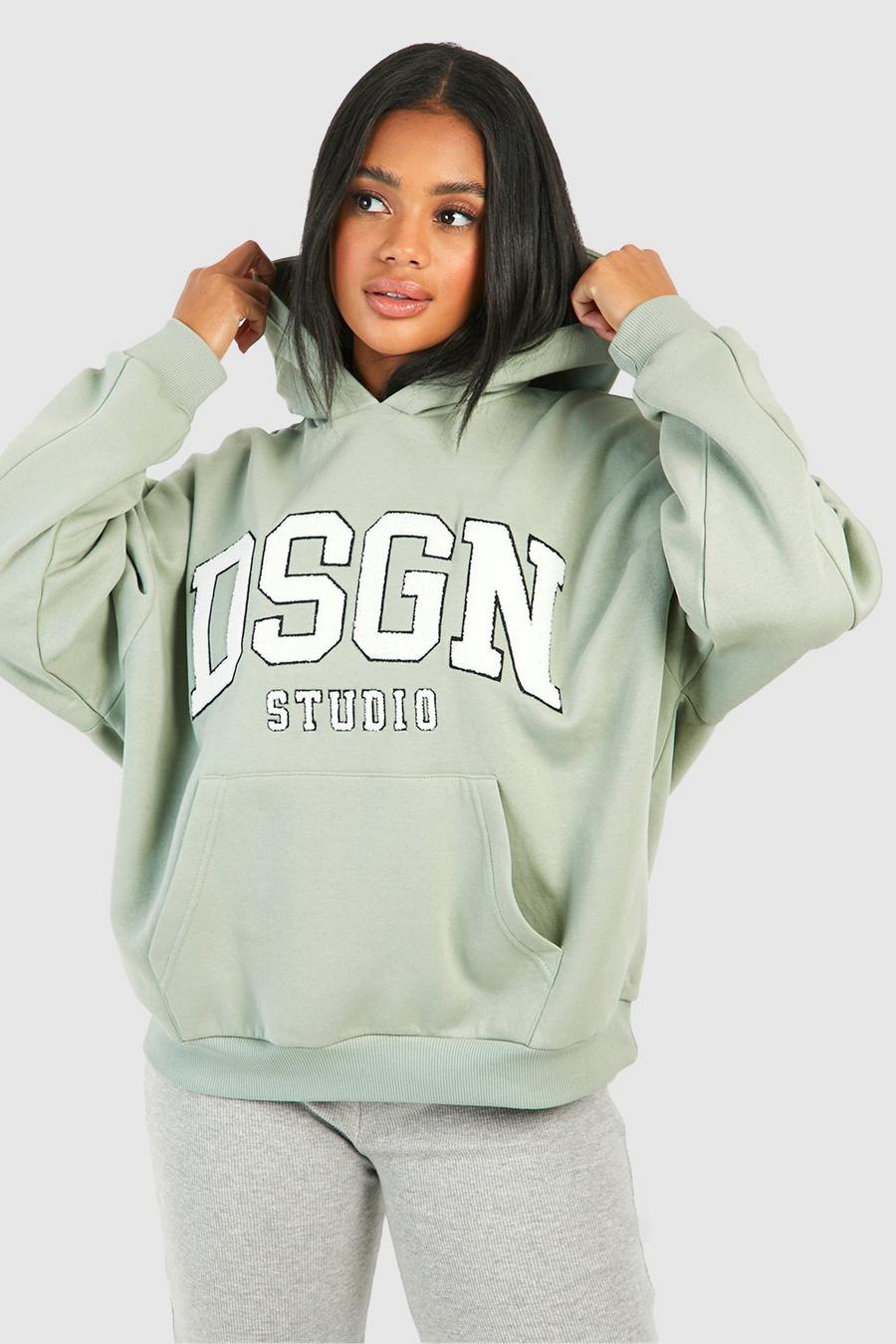 Sage Dsgn Studio Oversize hoodie med applikation i frotté