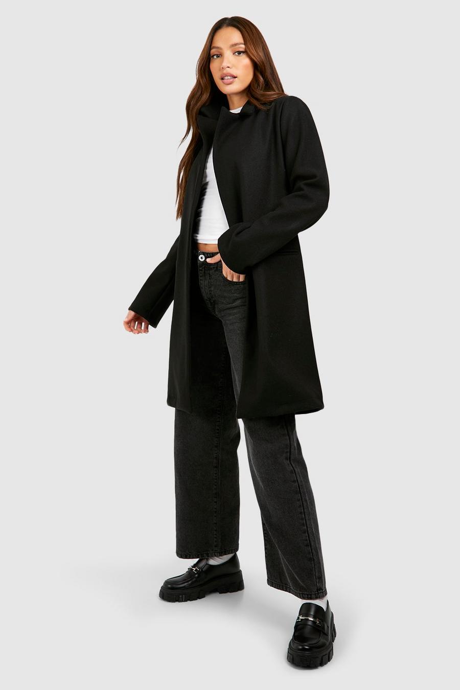 Black Tall Tailored Wool Look Coat