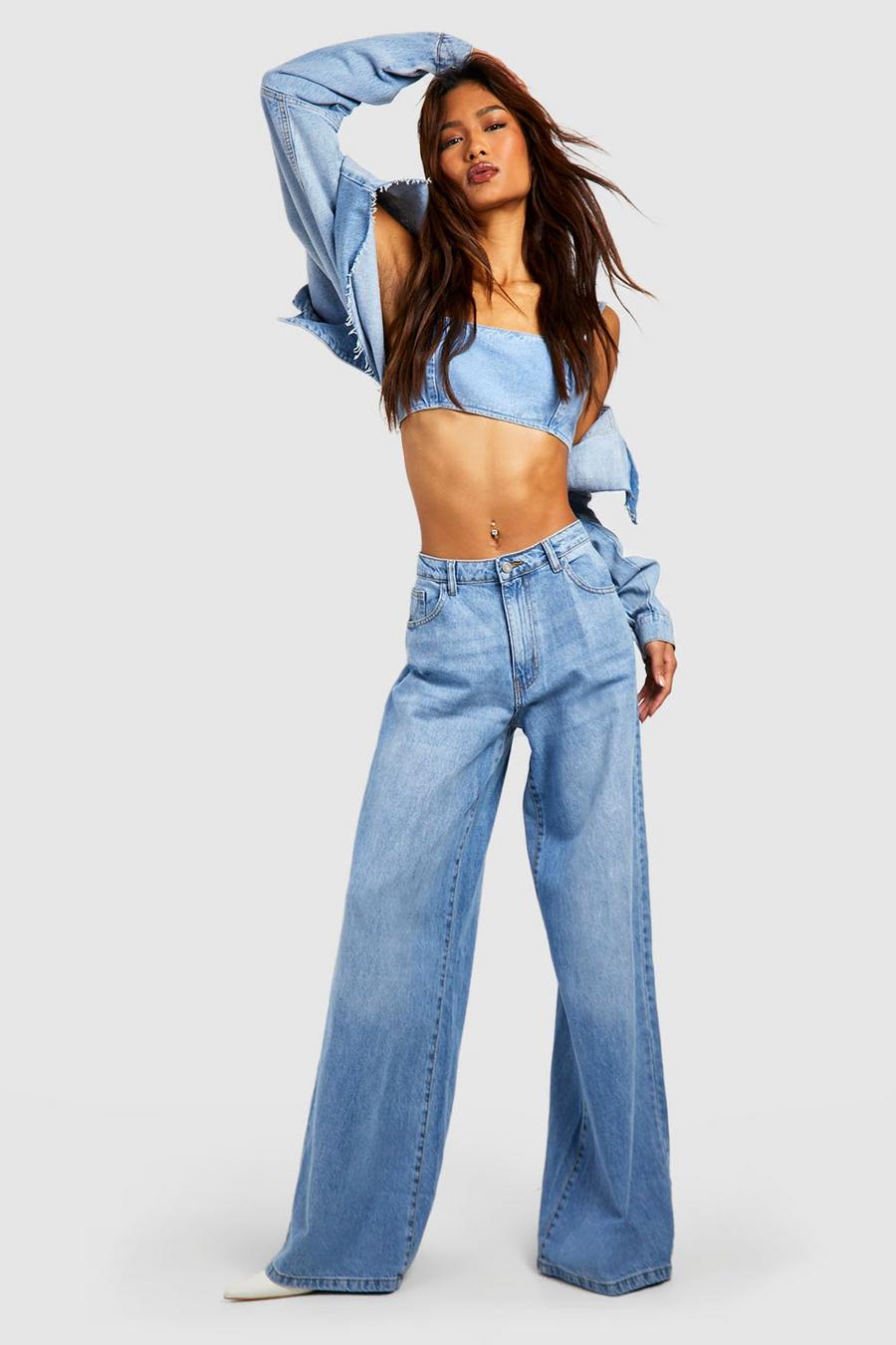 Washed blue Tall Wide Leg Jeans