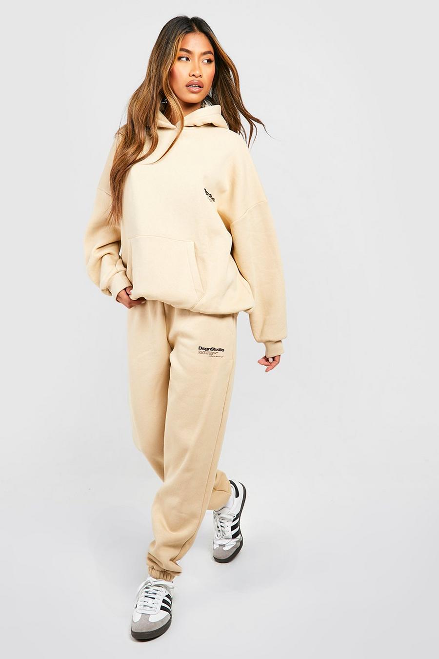 Taupe Dsgn Studio Text Print Hooded Tracksuit  image number 1