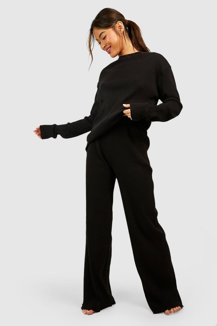 Pantalon large côtelé, Black image number 1