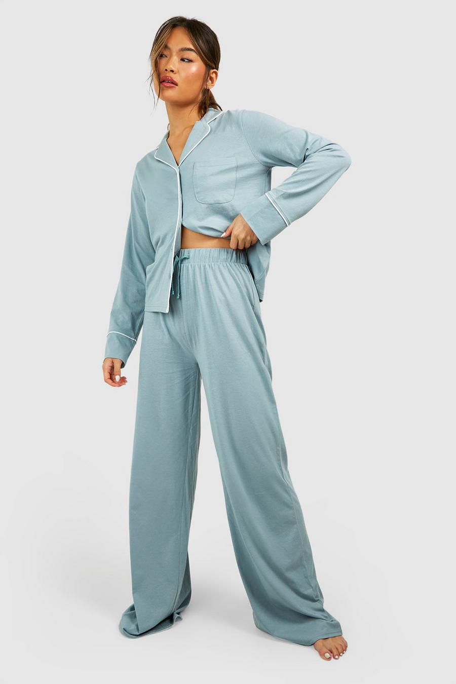 Loungewear-Hose mit weitem Bein und Bindegürtel, Slate grey image number 1