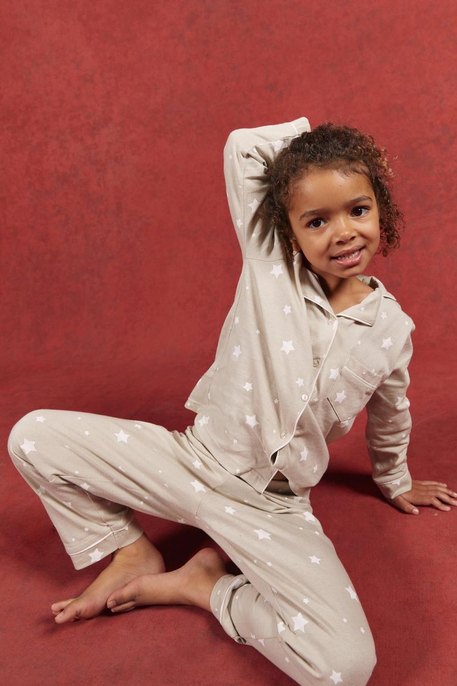 Passendes Kinder Pyjama-Set mit Knopfleiste, Cream image number 1