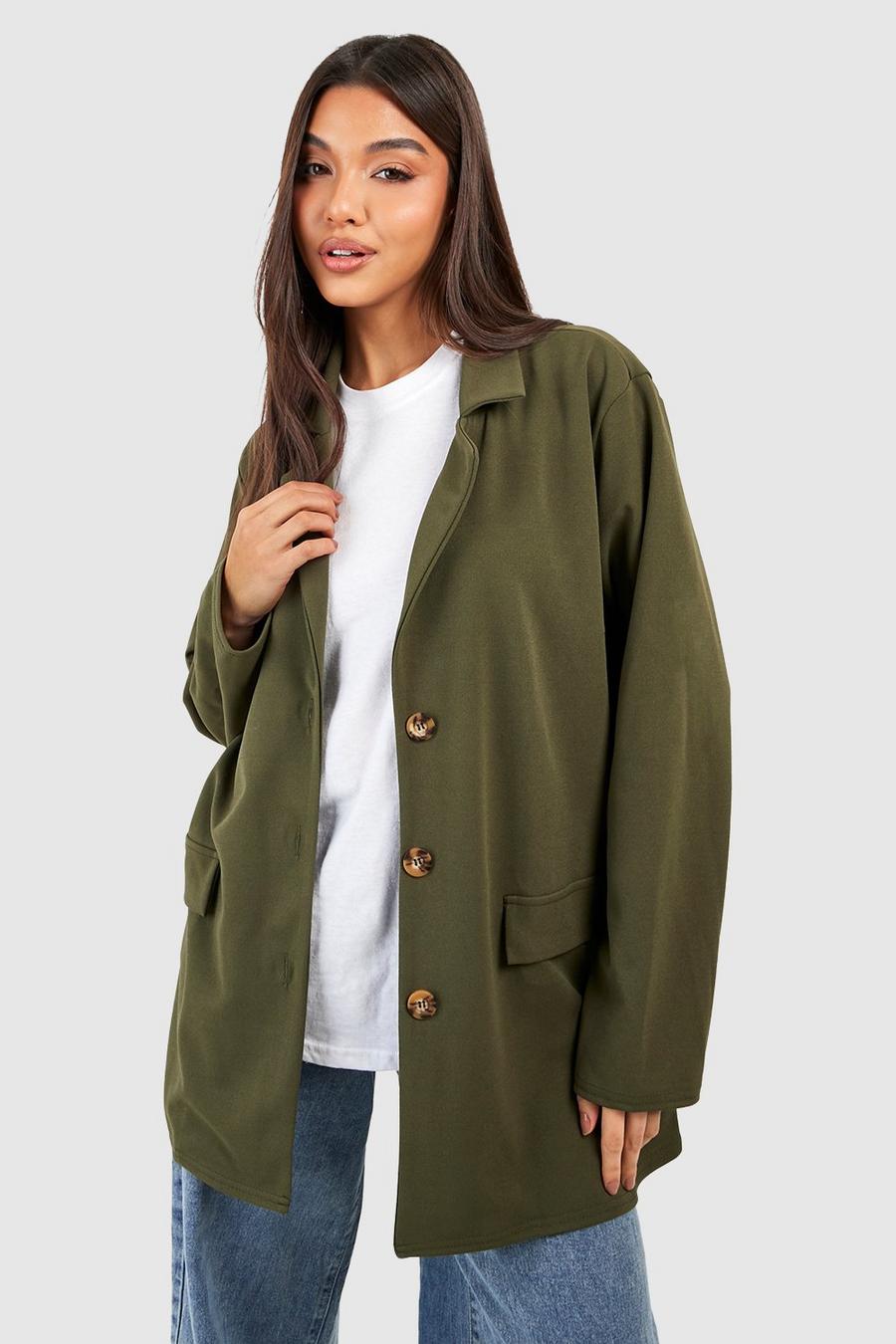 Khaki Baggy Crêpe Blazer