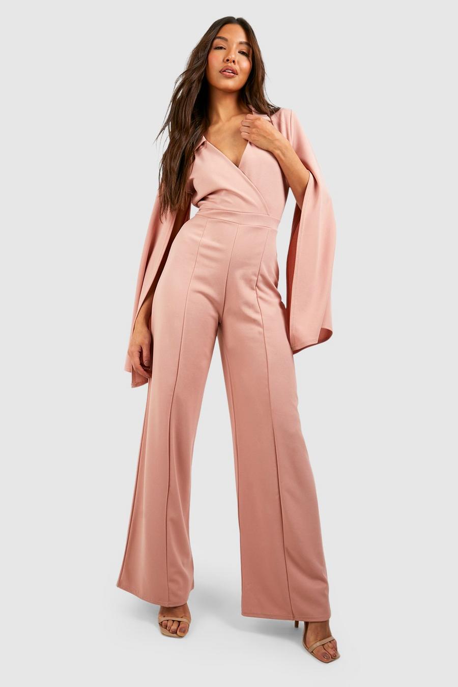 Rose Flared Sleeve Wrap Front Tailored Jumpsuit image number 1