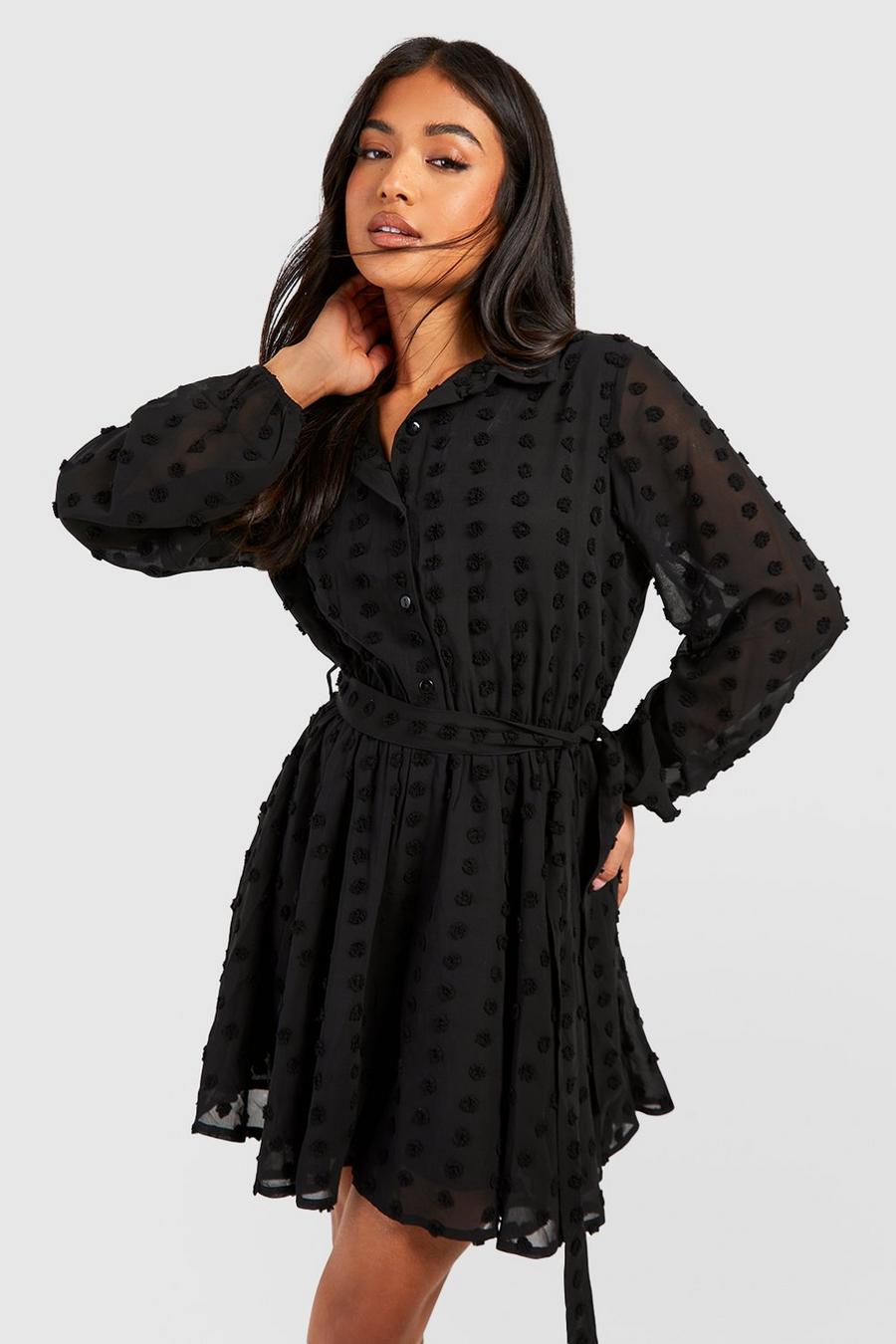 Black Petite klänning med knytskärp