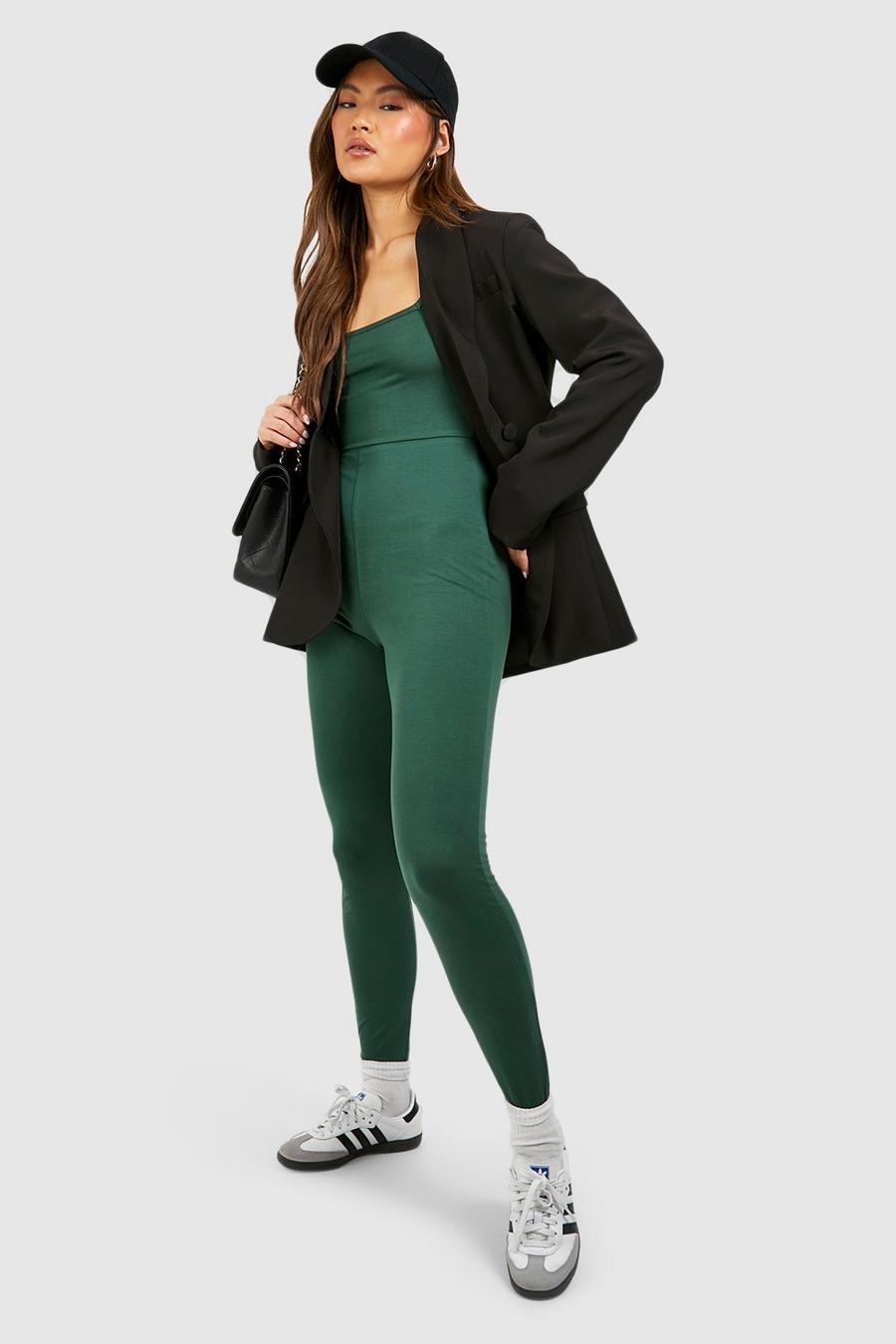 Baumwoll-Jumpsuit mit geradem Ausschnitt, Green
