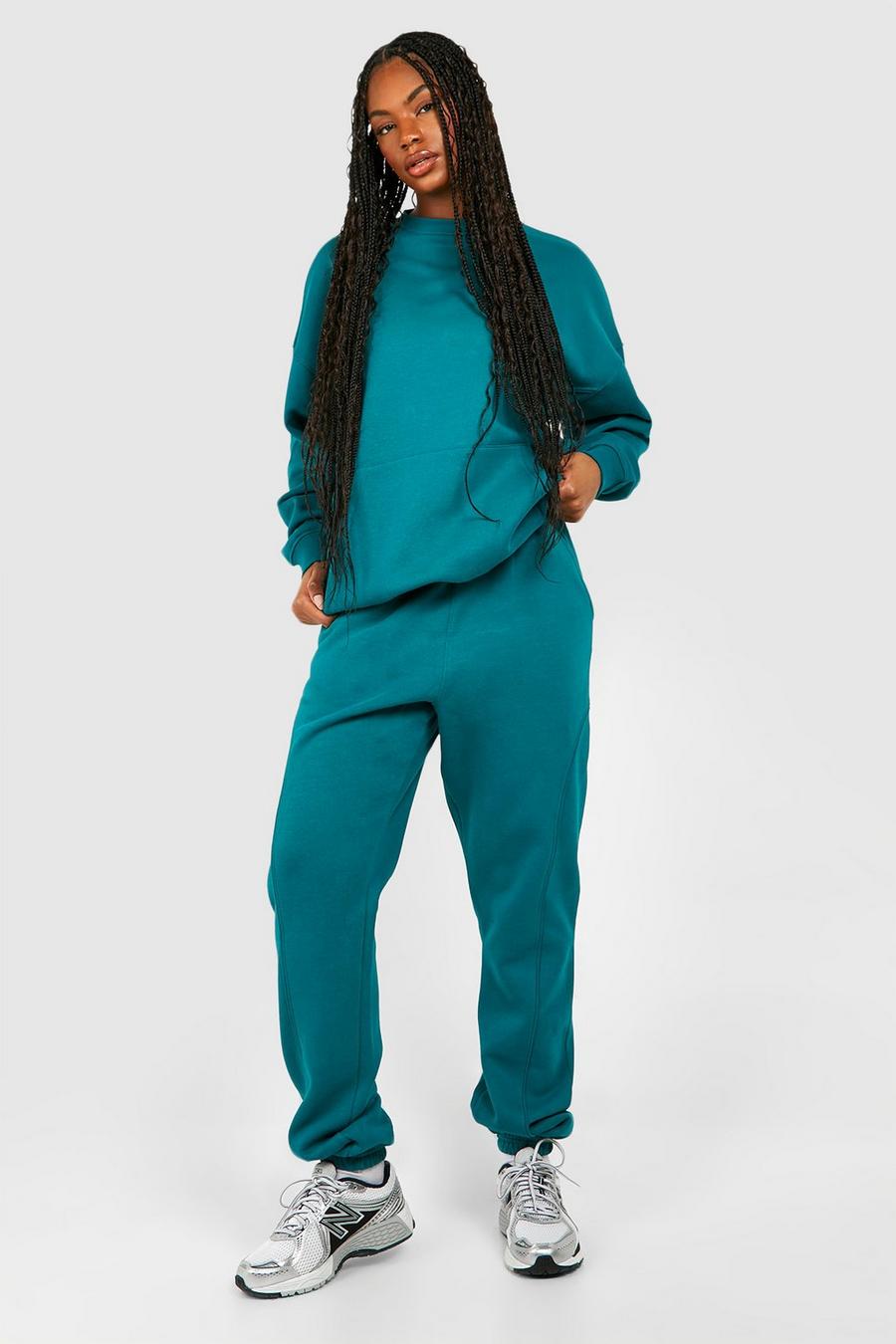 Teal Tall Piping Detail Sweater Tracksuit
