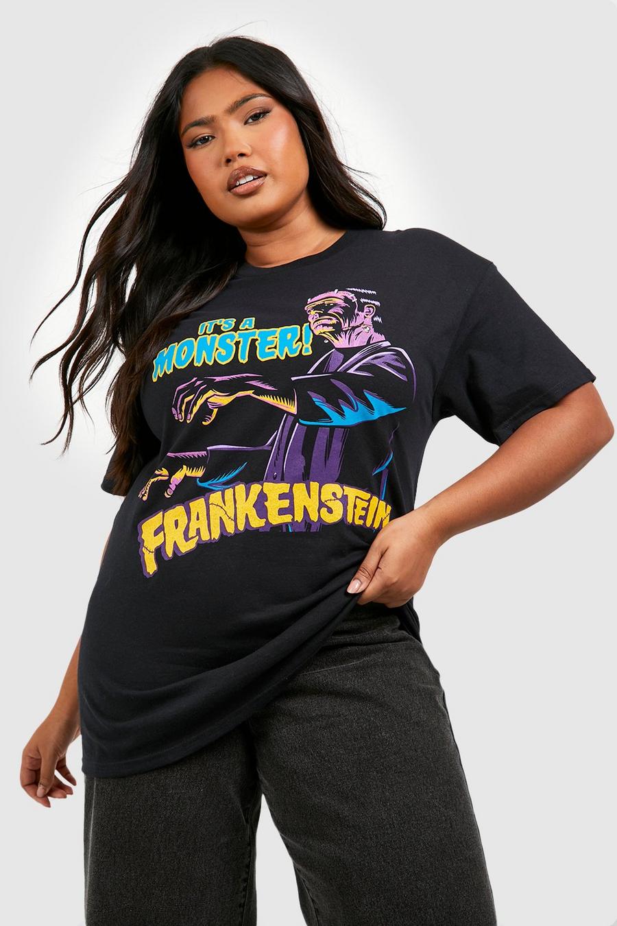 Black Plus Frankenstein Licence T-shirt    image number 1
