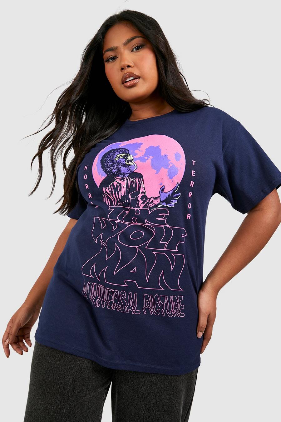 Plus T-Shirt mit lizenziertem Wolf Man Print, Purple