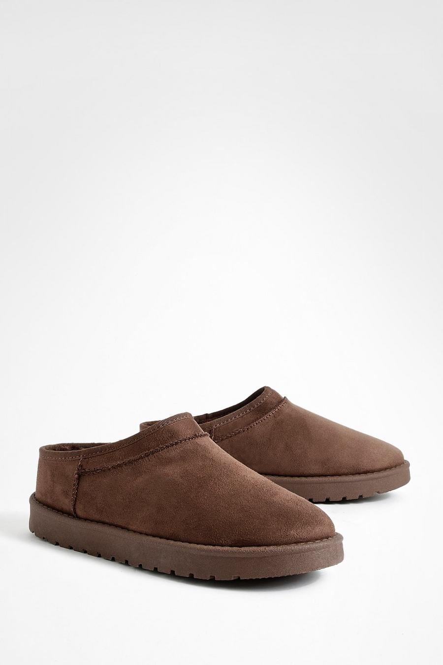 Chocolate Slip On Cosy Mules 