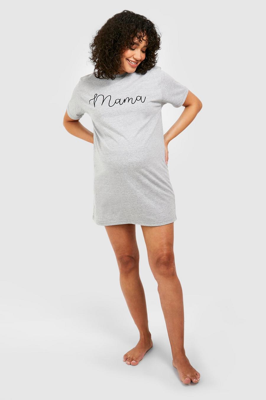 Maternité - Nuisette à slogan Mama, Grey