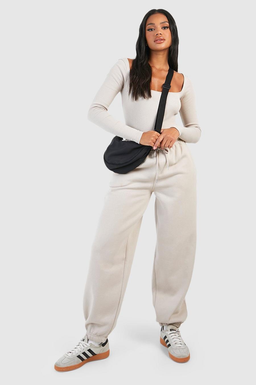 Stone Ribbed Square Neck Bodysuit And Track Pants Set image number 1