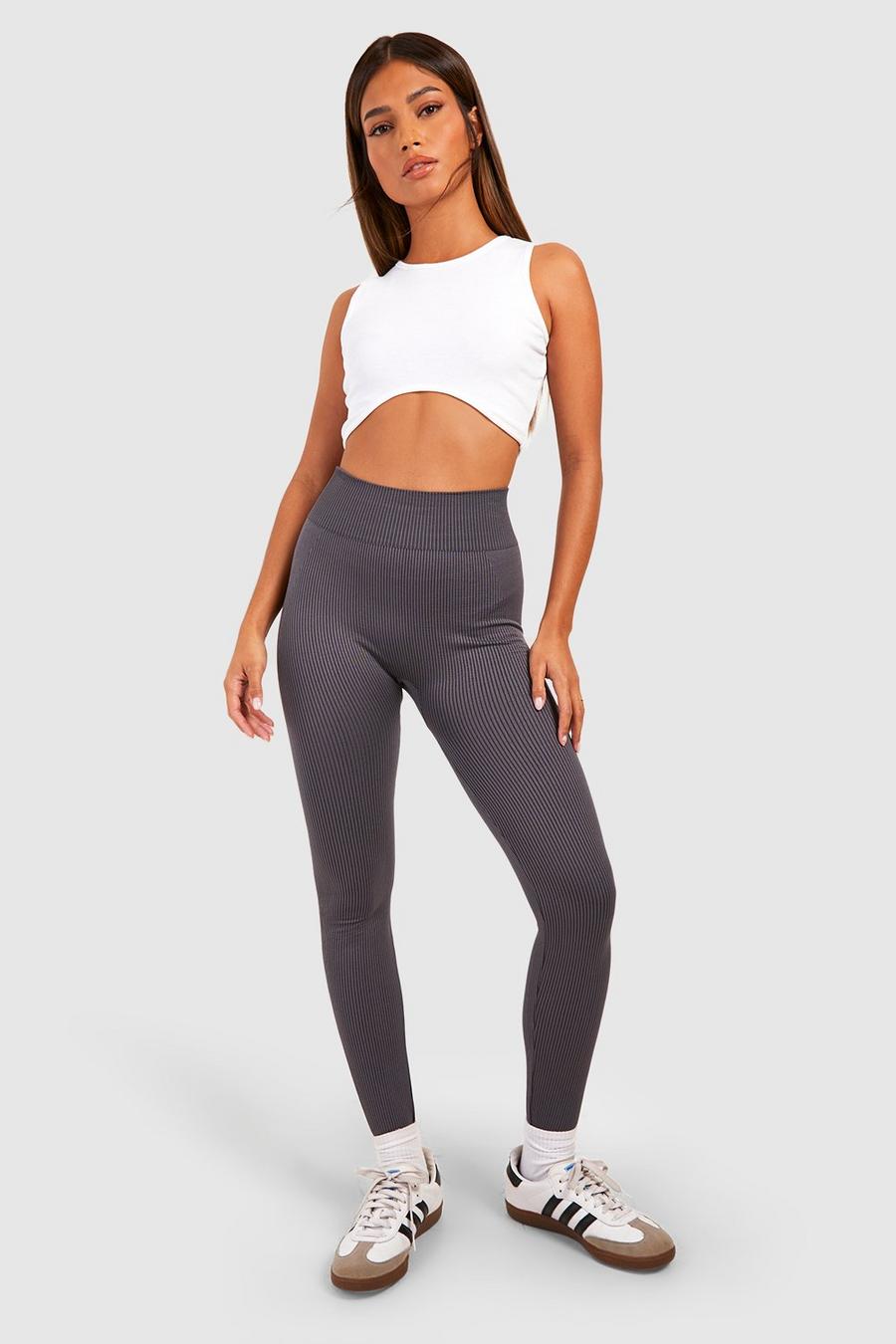 Charcoal Contrast Seamless Contour Rib Legging image number 1