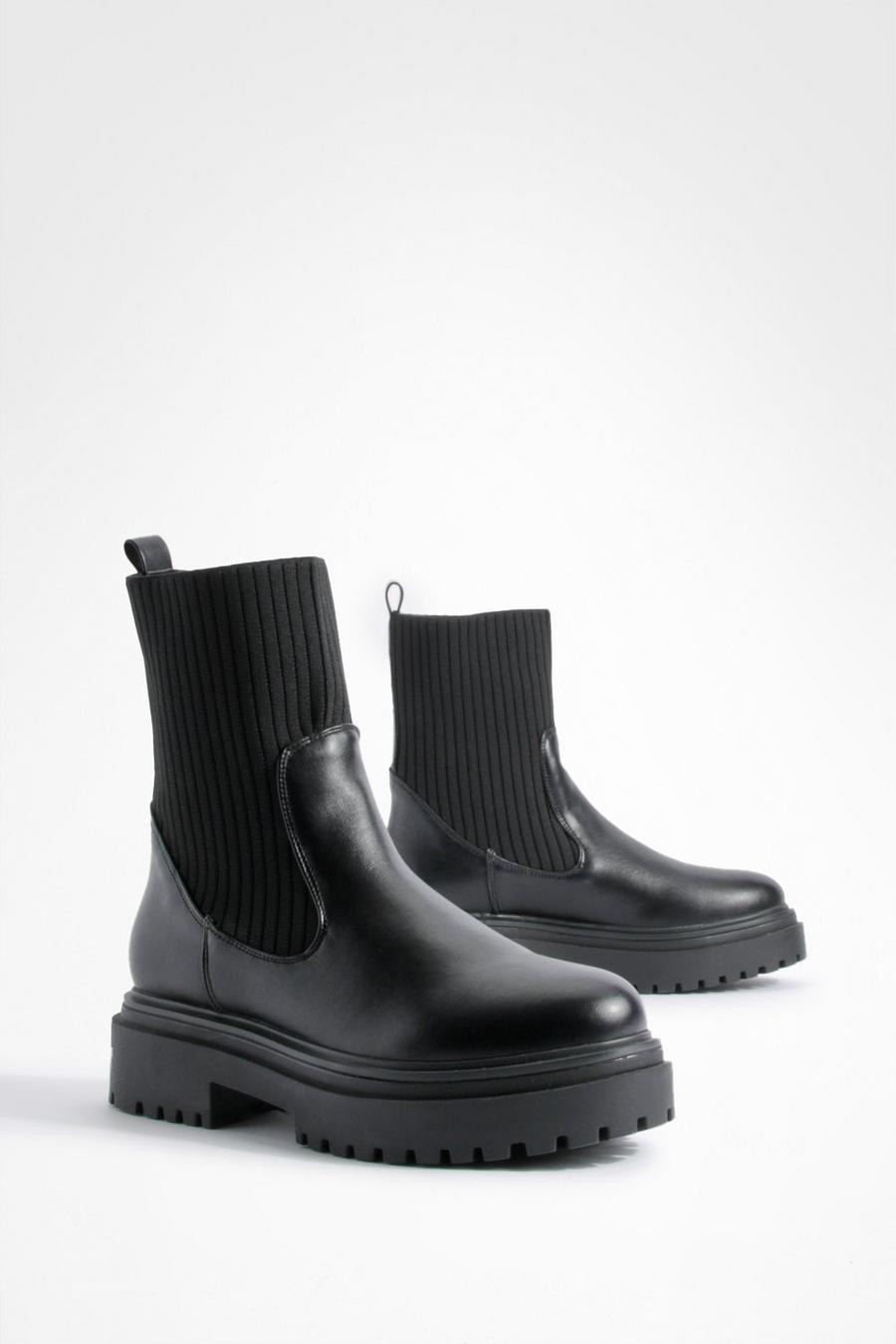 Black Stickade chelseaboots med chunky sula