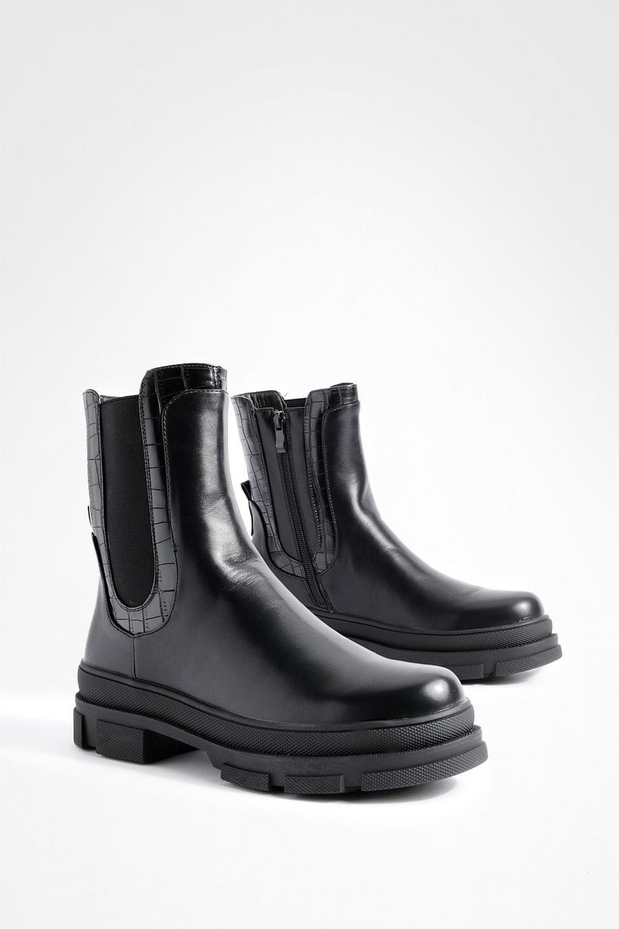 Black Ankelboots med chunky sula