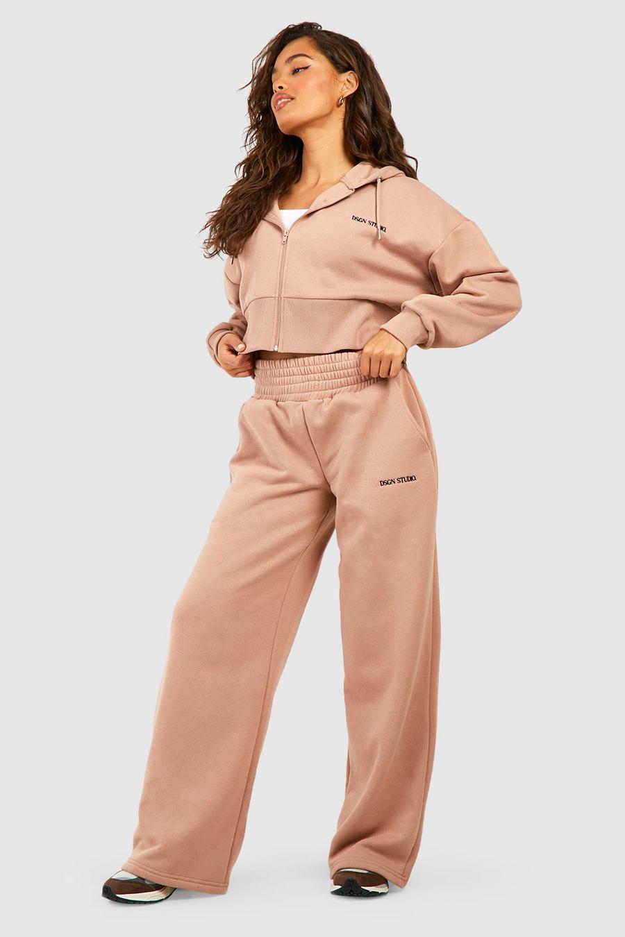 Taupe Dsgn Studio Cropped Zip Through Hooded Tracksuit