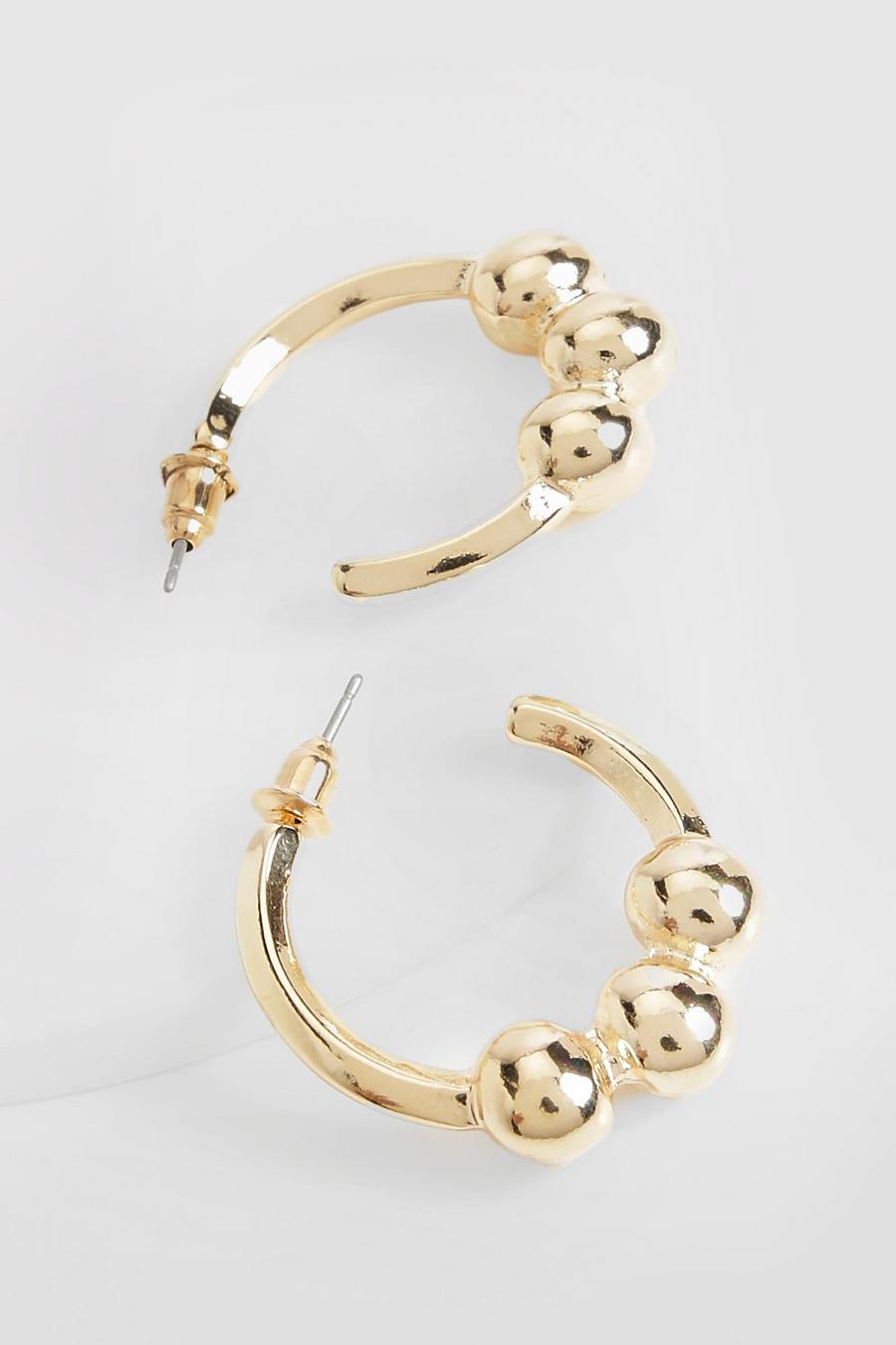 Gold Orb Detail Hoop Earrings 